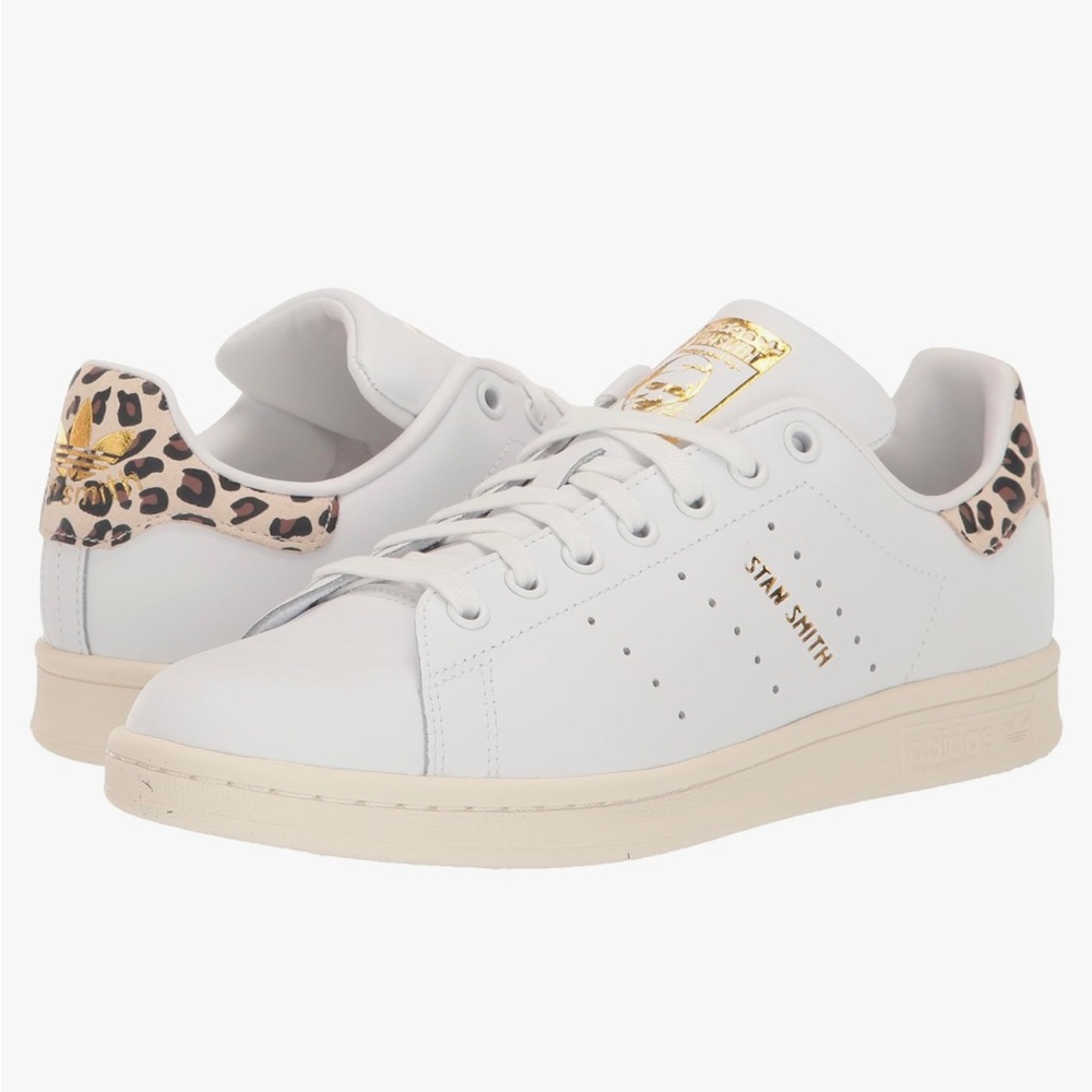 Stan Smith Classic Sneakers Adidas White Leopard Gold Women’s 8.5